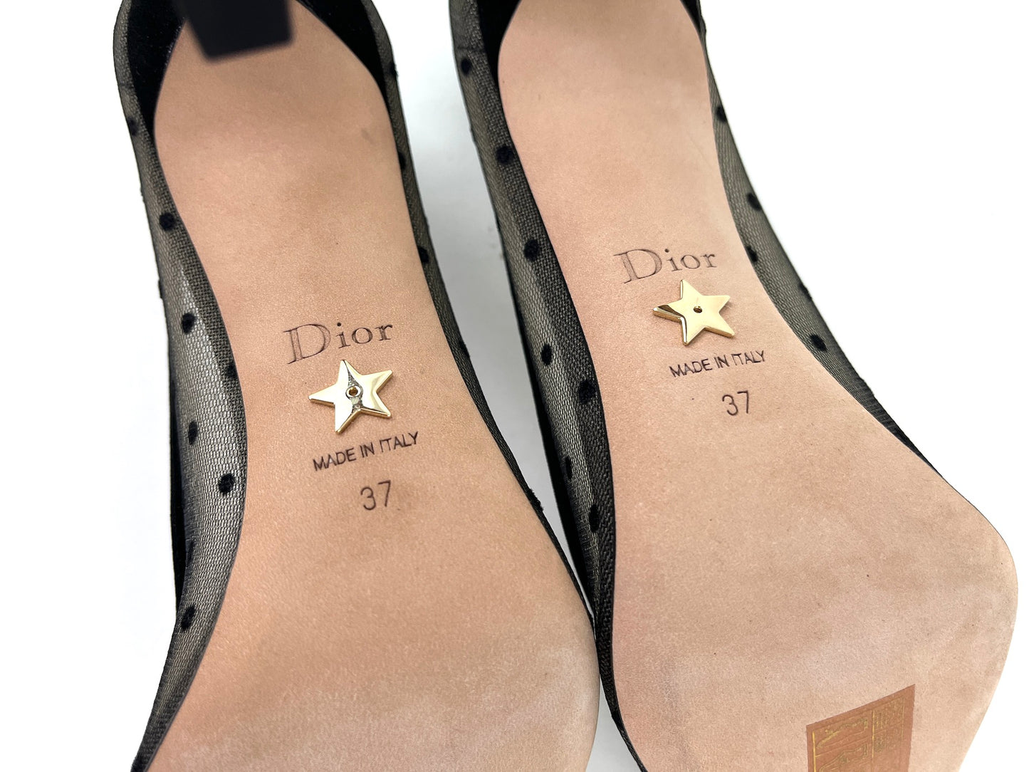 New Christian Dior Plumetis Polka Dot Mesh D-Moi Pumps 37 6.5