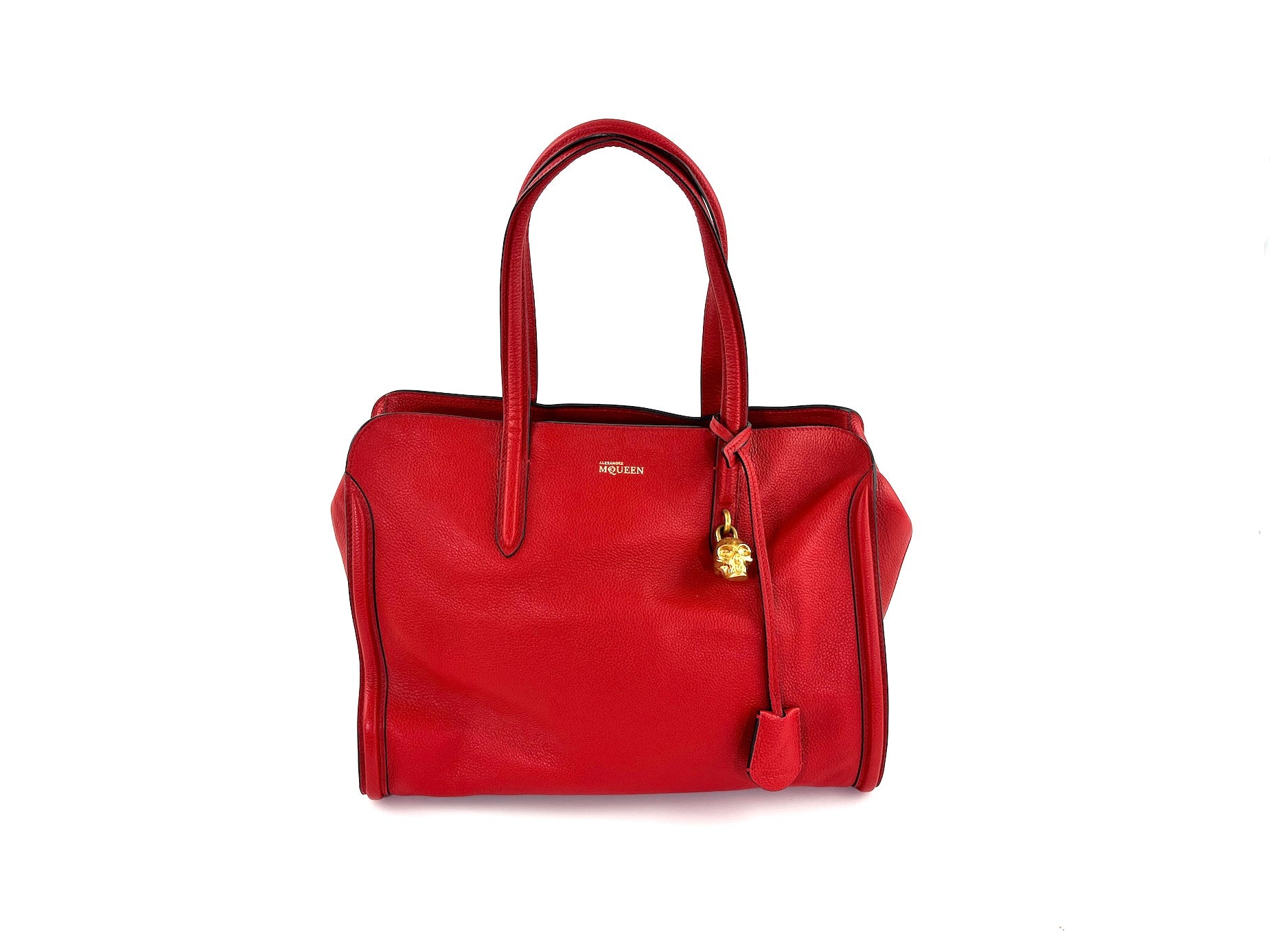 Alexander McQueen Red Grained Leather Tote