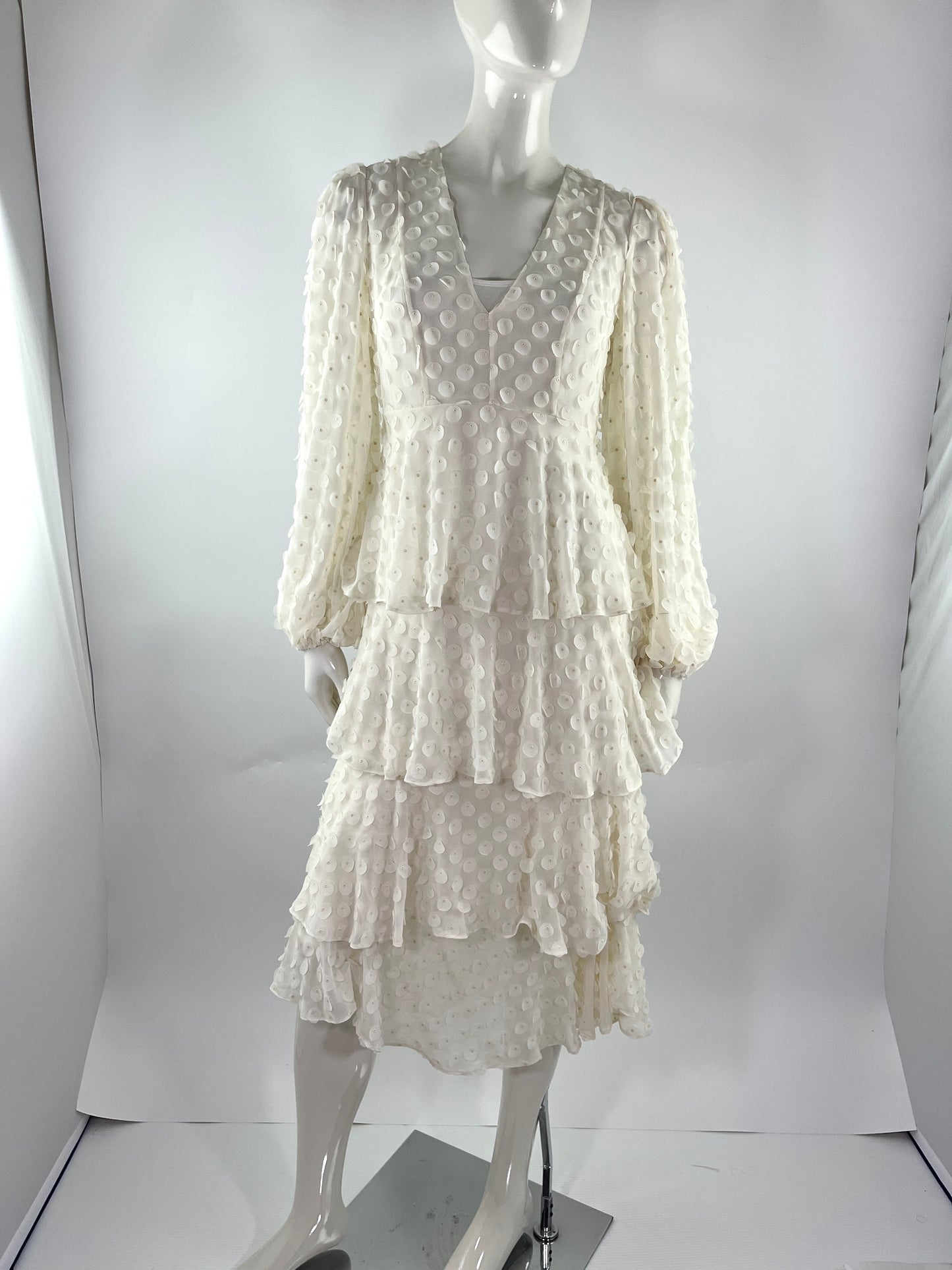 NWT Zimmermann Pearl Long Sleeve Textured Dot Midi Dress 0AU 4US  40
