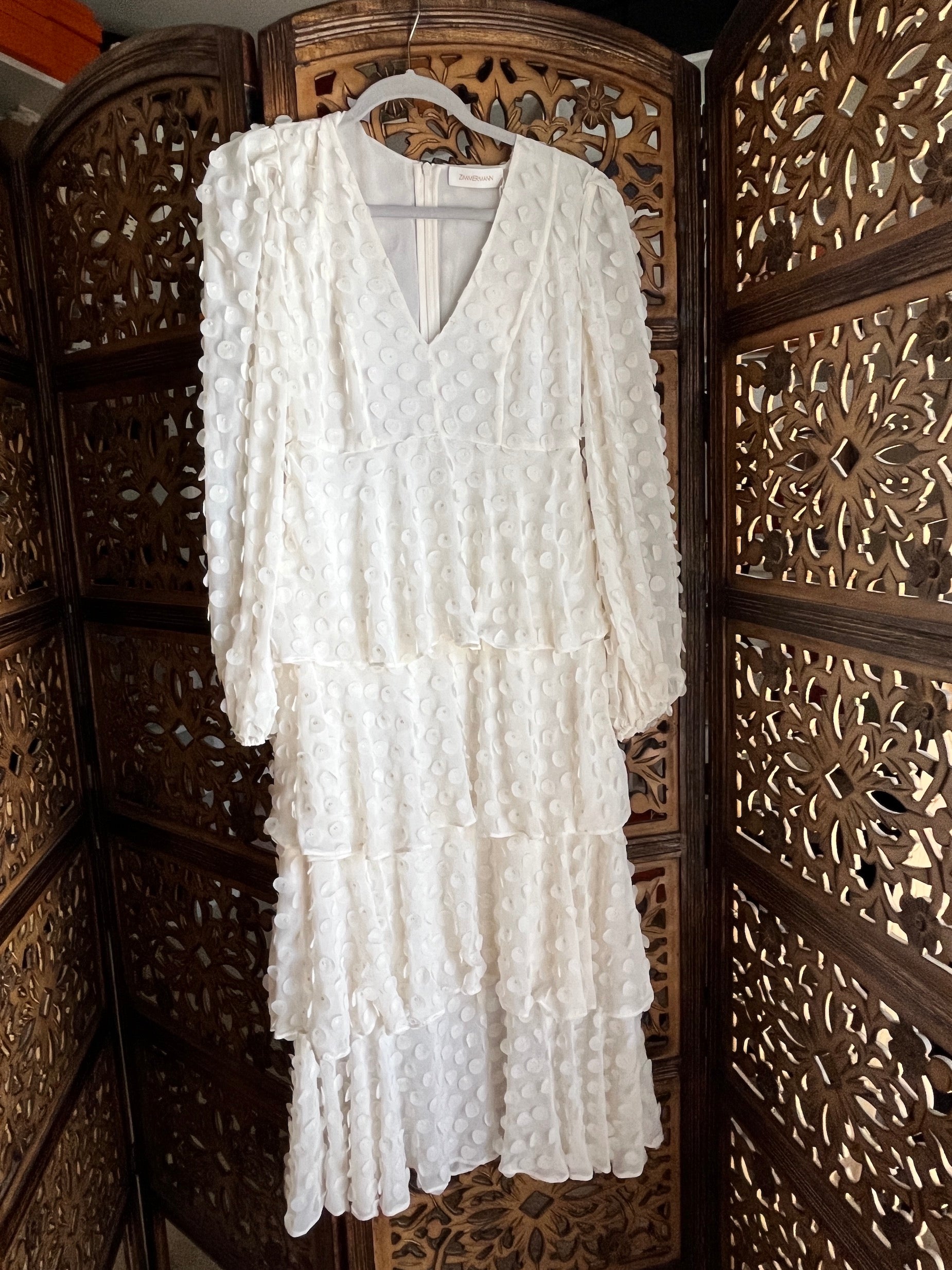 NWT Zimmermann Pearl Long Sleeve Textured Dot Midi Dress 0AU 4US 40 – Fashion Reloved NWT Zimmermann Pearl Long Sleeve Textured Dot Midi Dress 0AU 4US 40 – Fashion Reloved