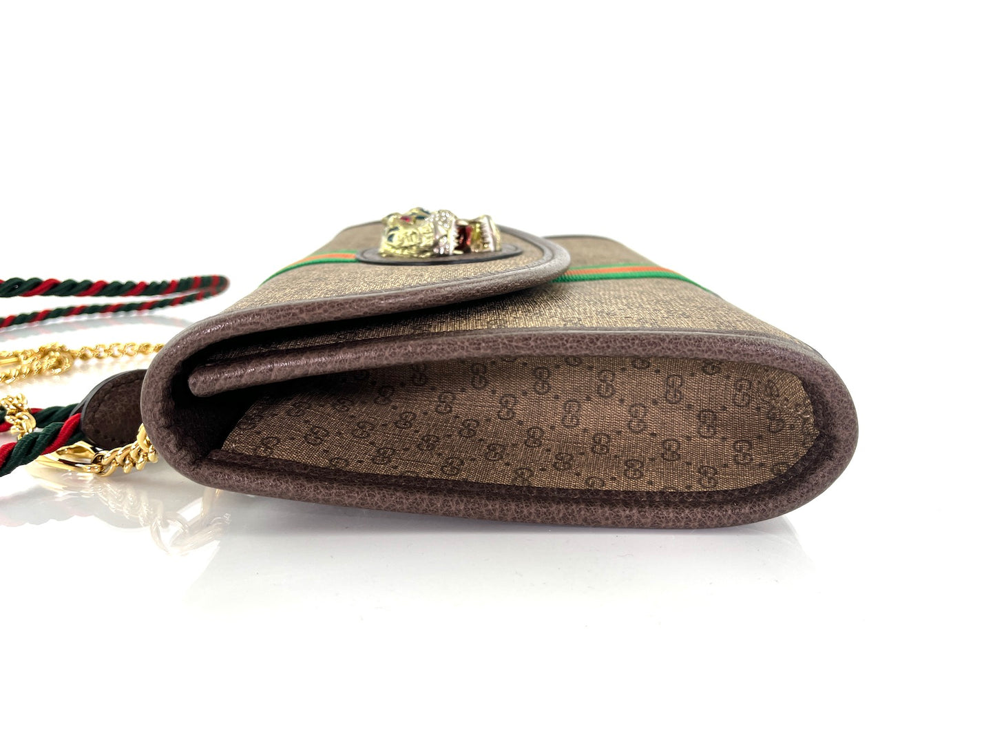 GUCCI Rajah Tiger Head GG Monogram Web Crossbody Bag