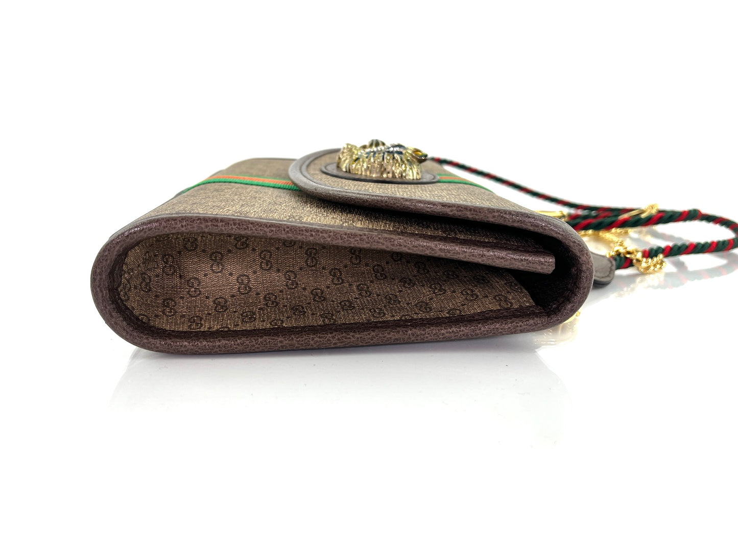 GUCCI Rajah Tiger Head GG Monogram Web Crossbody Bag