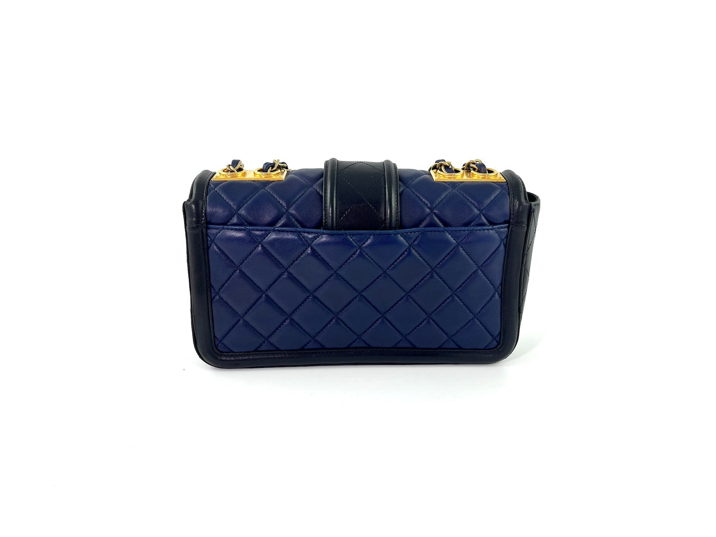 CHANEL Elegant CC Navy Black Quilted Flap Bag