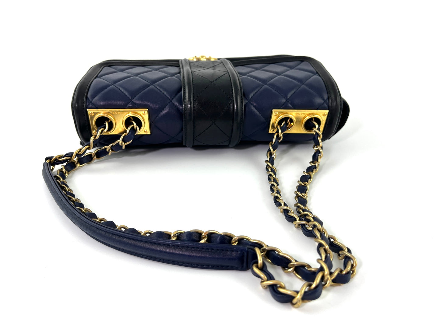 CHANEL Elegant CC Navy Black Quilted Flap Bag