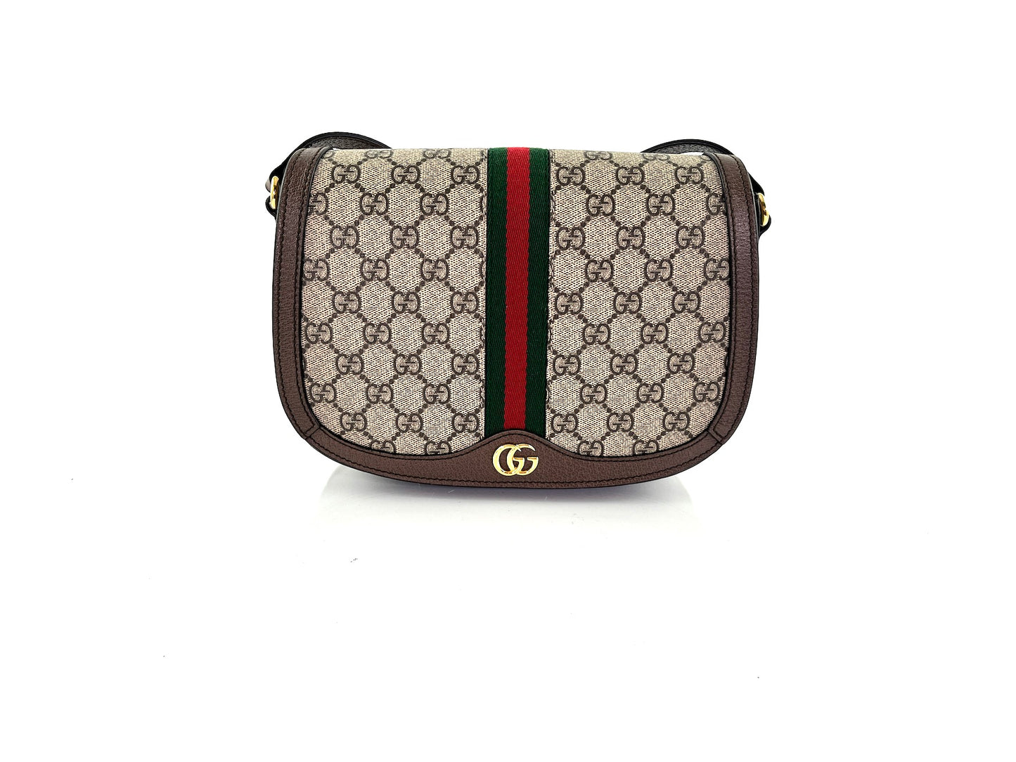 GUCCI Small Ophidia GG Supreme Web Crossbody Saddle Bag