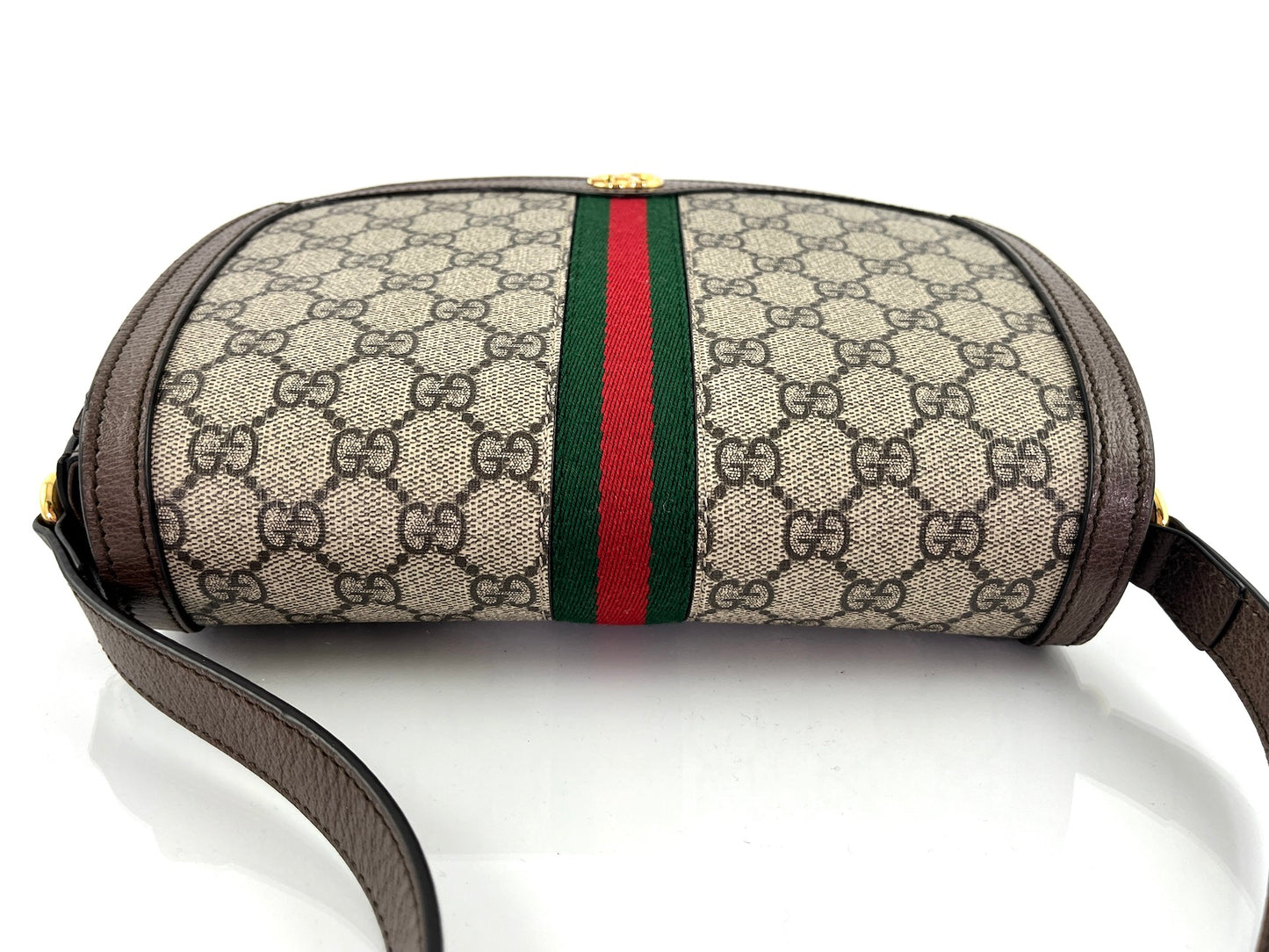 GUCCI Small Ophidia GG Supreme Web Crossbody Saddle Bag