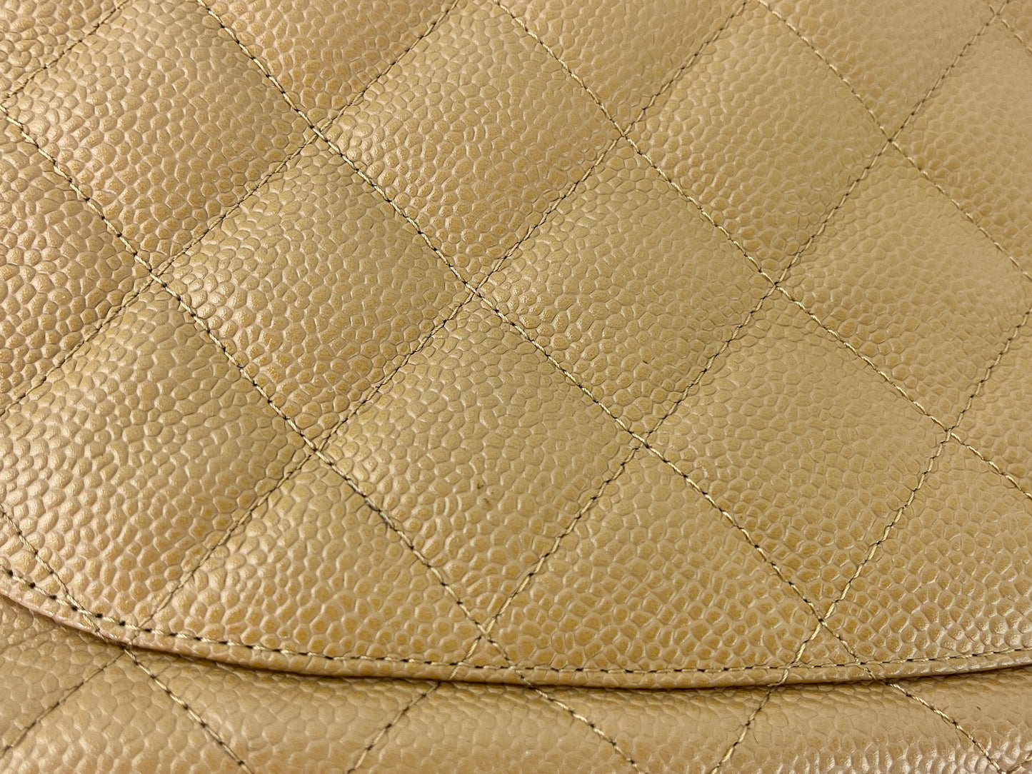 Vintage CHANEL Timeless Beige Quilted Caviar Hobo Bag