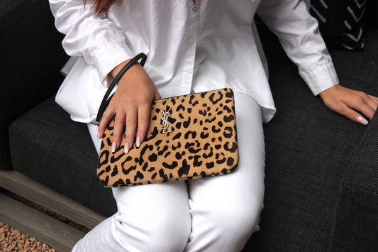 Saint Laurent Ponyhair Leopard Print Punk Clutch Bag