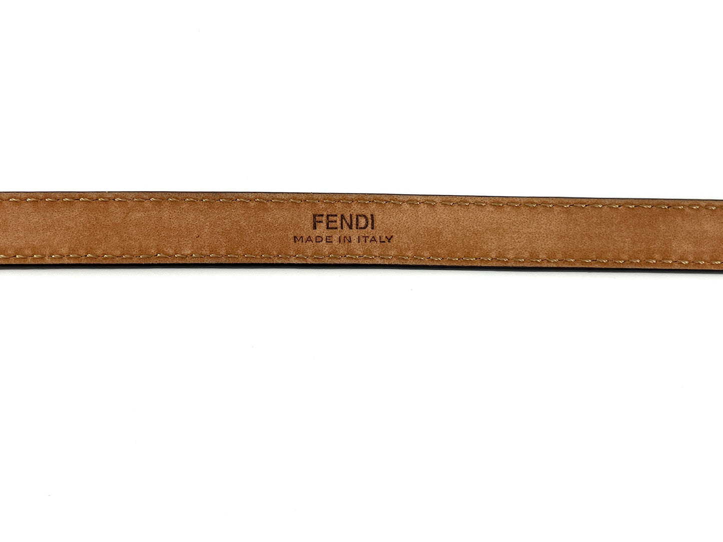 FENDI Black Leather Skinny Belt 85
