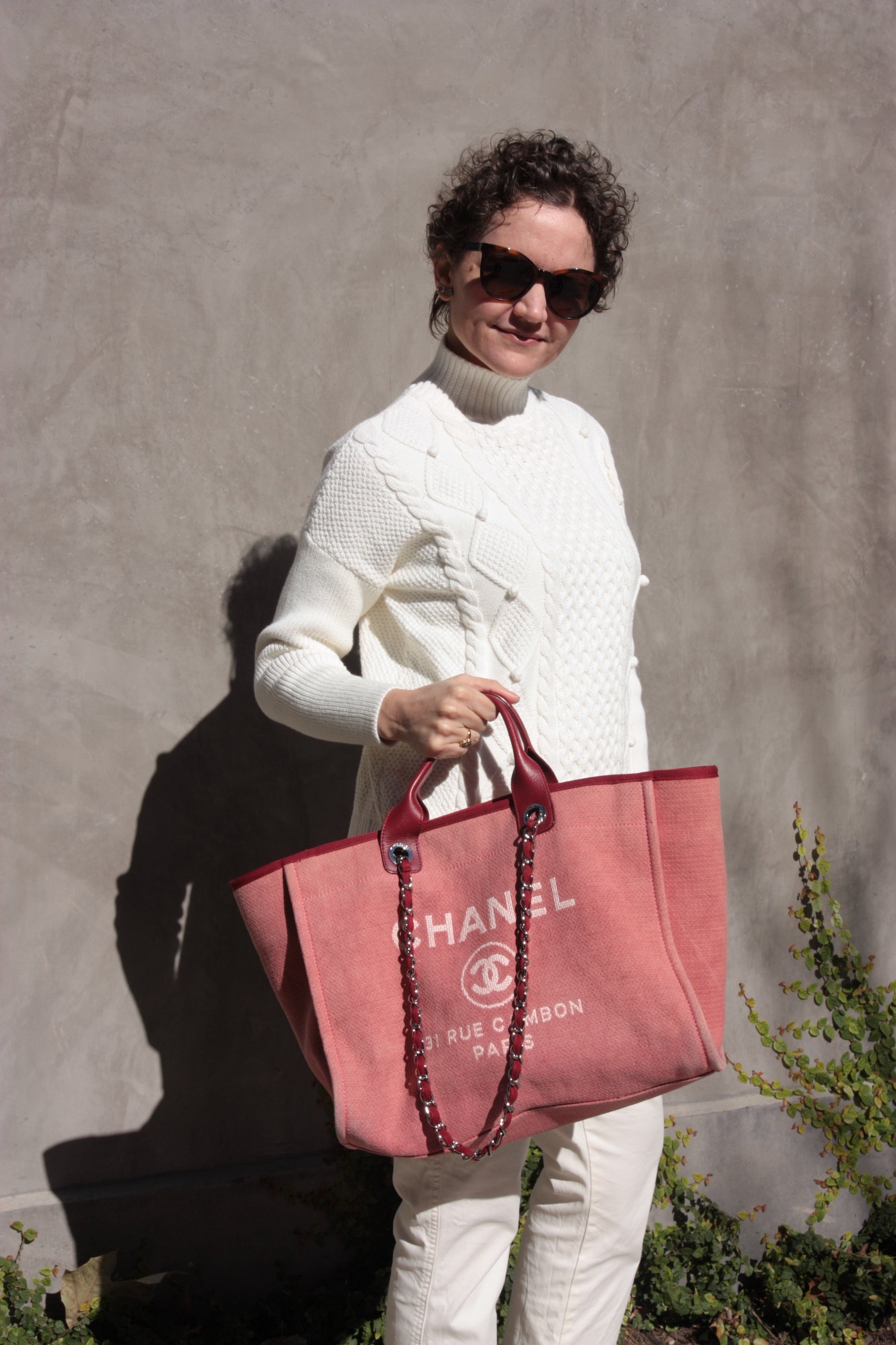 Chanel Deauville Large Red Pink 2012 Tote Bag