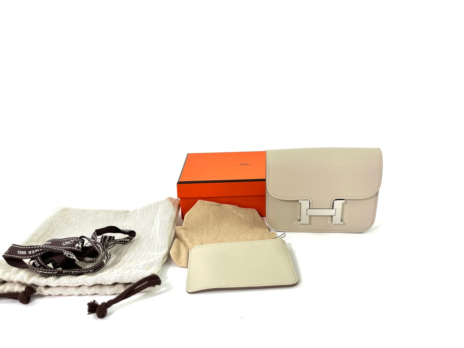 New HERMES Constance Slim Compact Beton Wallet Belt Bag