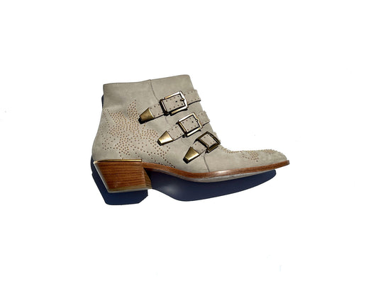 CHLOE  Susanna Studded Taupe Western Ankle Boots 41
