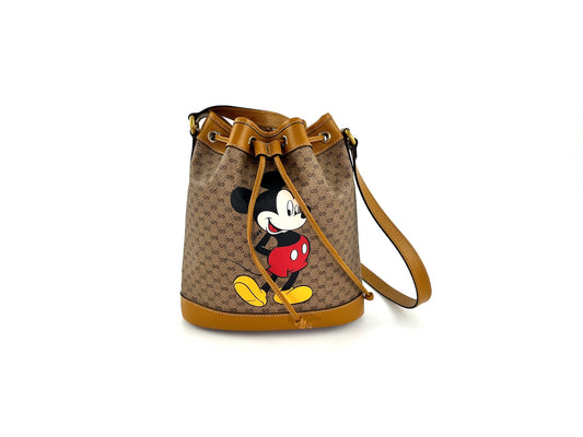 New GUCCI X Disney Mickey Mini GG Supreme Monogram Bucket Bag