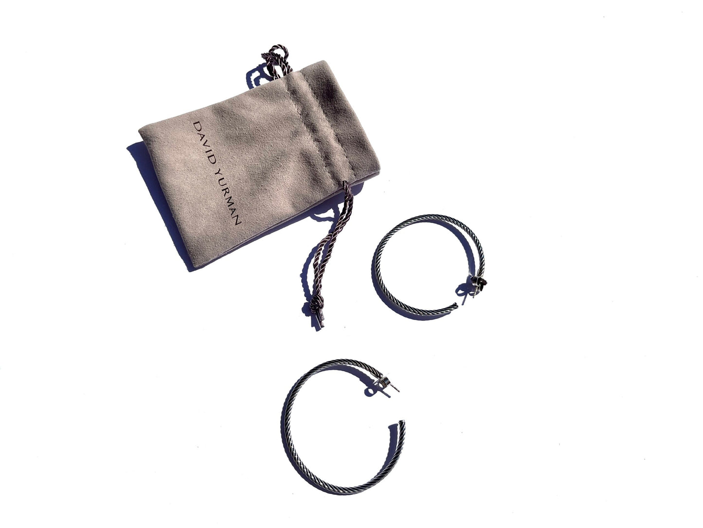 David Yurman Sculpted Cable Silver Gold Hoop Earrings