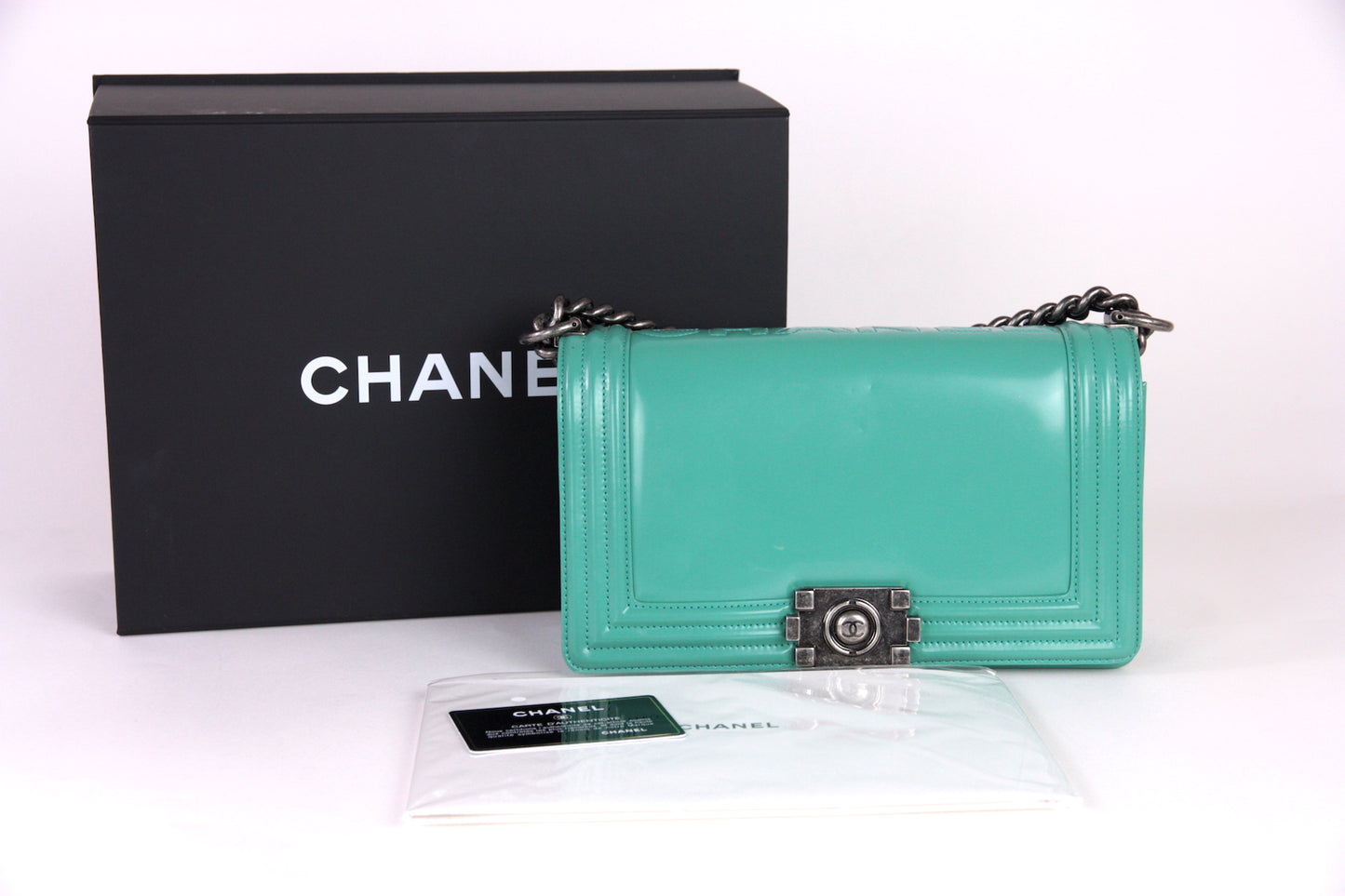 Chanel 2015 Medium Boy Green Bag