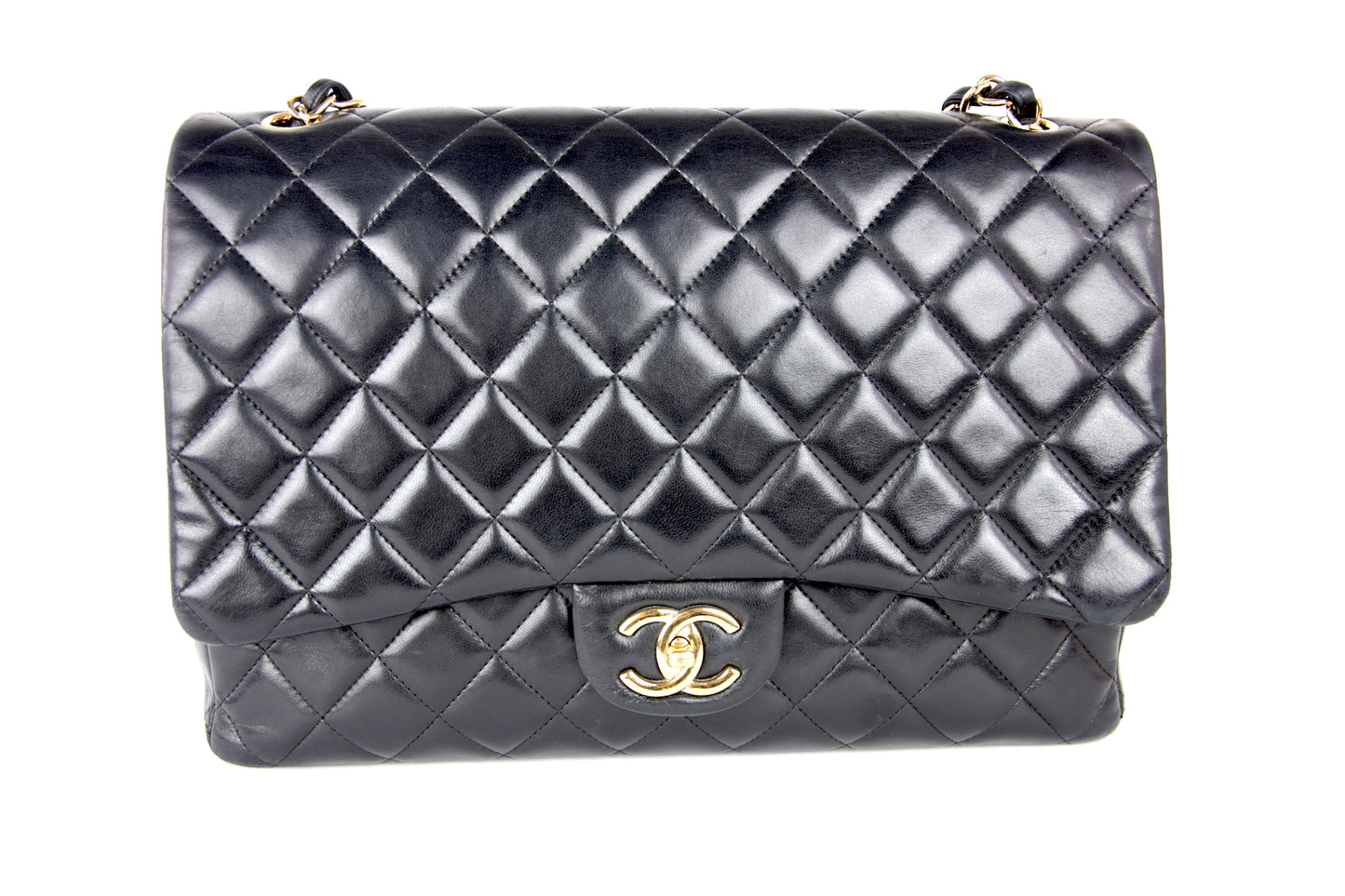 Chanel Classic Lambskin Double Flap Maxi Jumbo Gold Hardware Bag