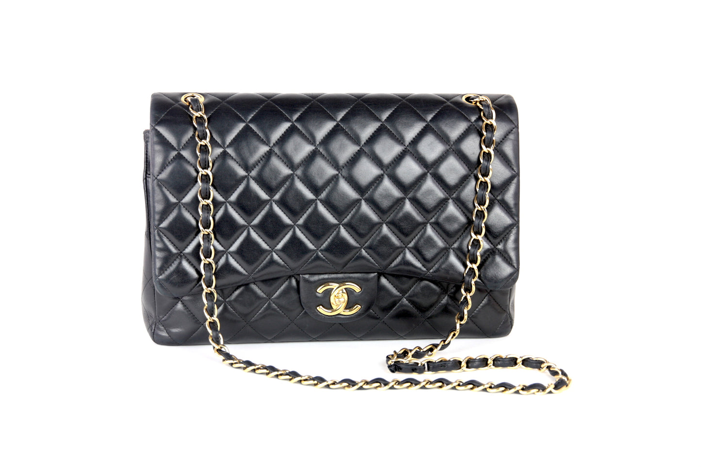 Chanel Classic Lambskin Double Flap Maxi Jumbo Gold Hardware Bag